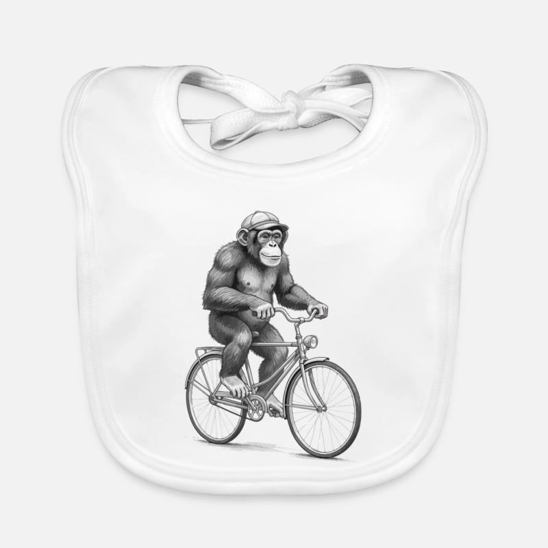 Monochrome Monkey Cyclist Organic Baby Bibs