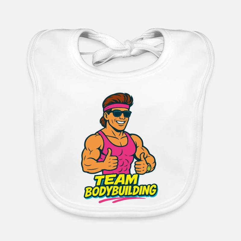 Team Bodybuilding Retro Comic Organic Baby Bibs