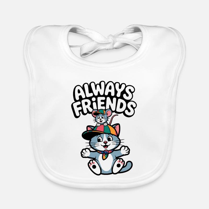 Toujours amis du chat et de la souris Bavoir bio Bébé
