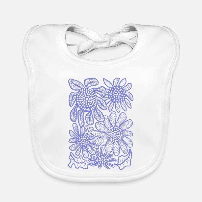 Floral Linework Bloom Organic Baby Bibs