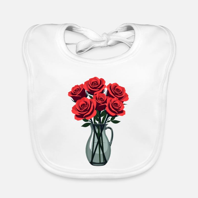 Red Roses Organic Baby Bibs