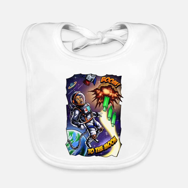 Moon Adventure: Astronaut Comic Organic Baby Bibs