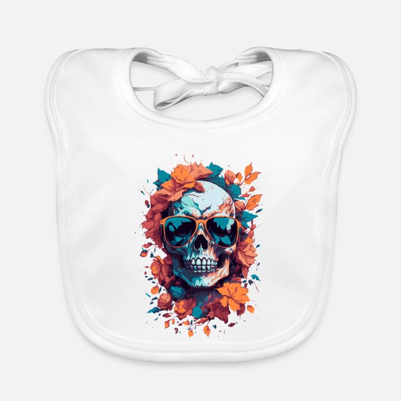 Tropischer Schädel mit Brille und Blättern Baby Bio-Lätzchen