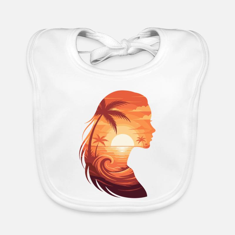 Sunset silhouette profile Organic Baby Bibs