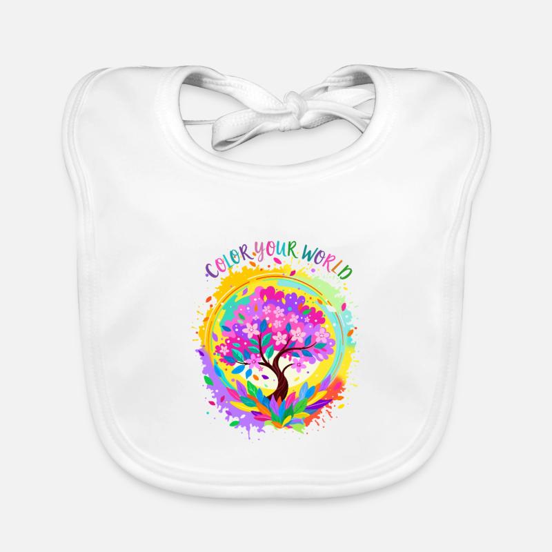 Farbenfroher blühender Baum Baby Bio-Lätzchen