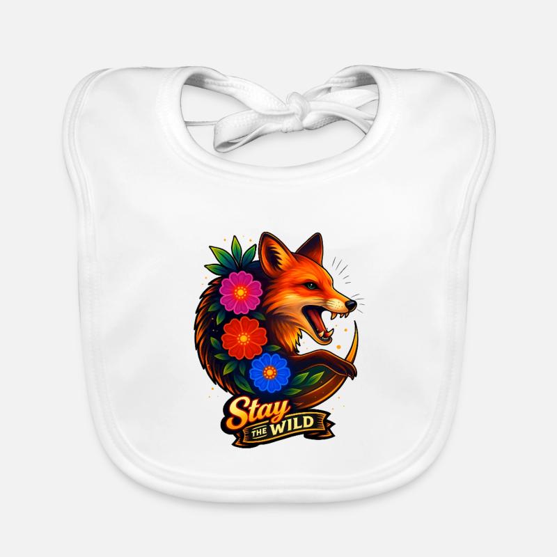 Fuchs mit Blumen Bleib wild Baby Bio-Lätzchen