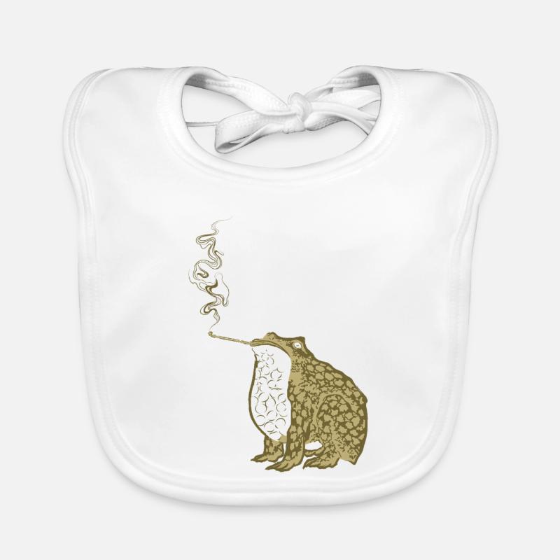 Funky Japanese frog smoking Organic Baby Bibs