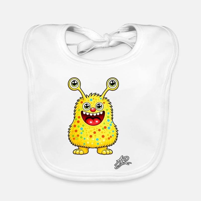 Monstre jaune à pois confettis - Bavoir bio Bébé - blanc