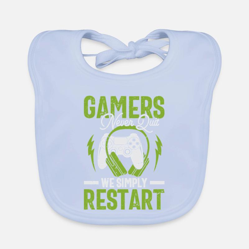 Gamer Mind: Never Quit Restart Gift Organic Baby Bibs