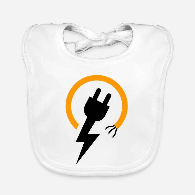 Electrician logo with lightning bolt and plug Organic Baby Bibs