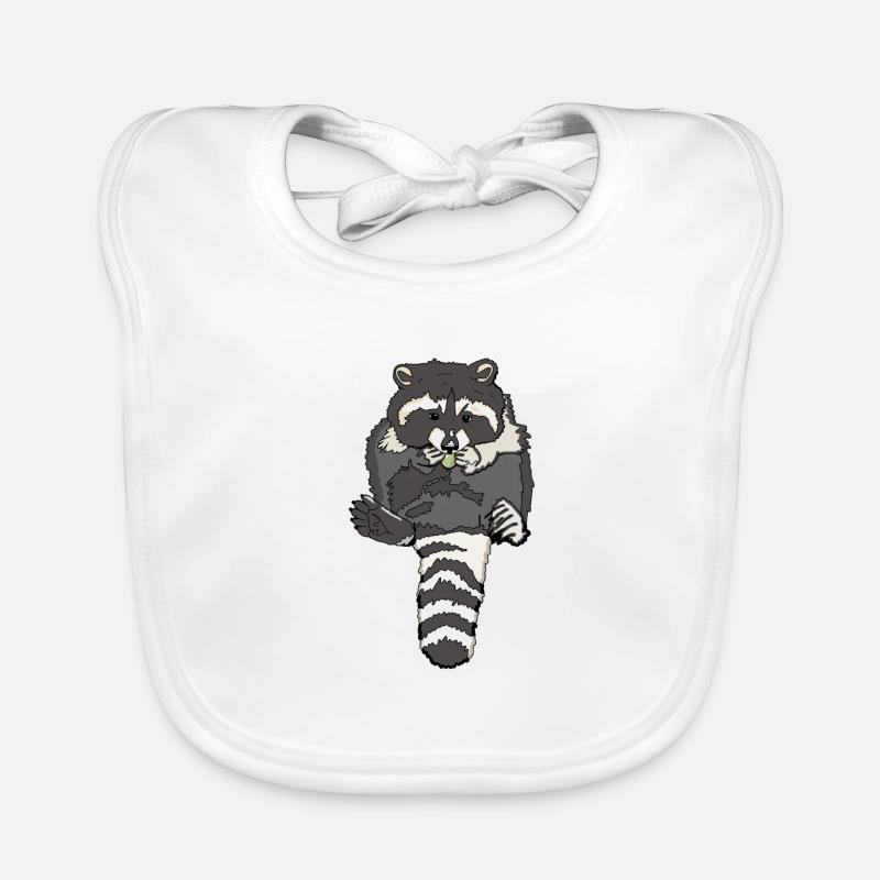 munching dumpy raccoon - Organic Baby Bibs - white