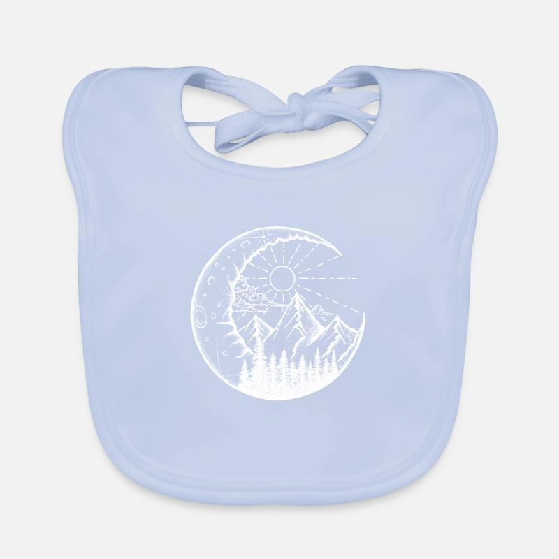 Mountain landscape in the moon (white) Organic Baby Bibs