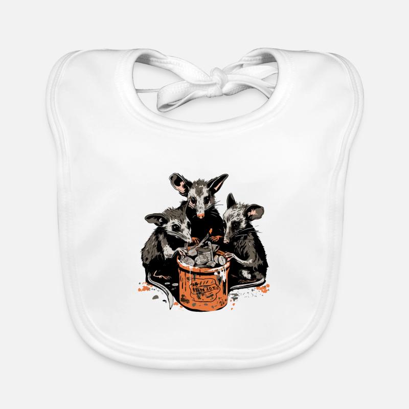 Possums Eating Trash From A Bin Organic Baby Bibs