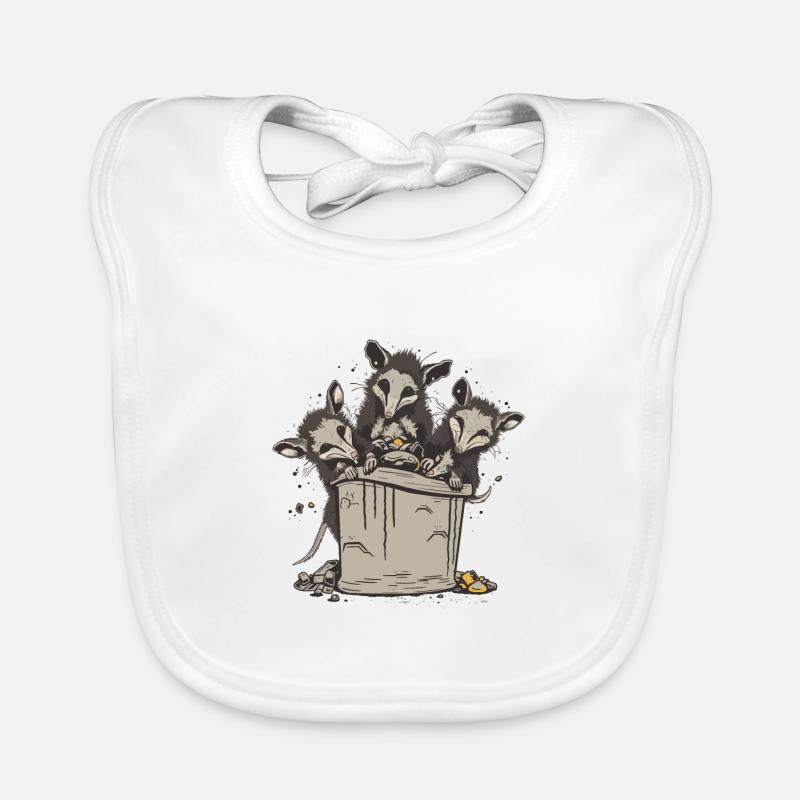 Possums Eating Trash Organic Baby Bibs