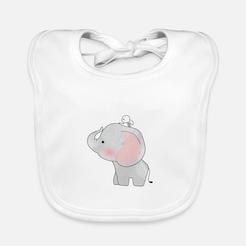 Conception d'amitié éléphant lapin - Bavoir bio Bébé - blanc