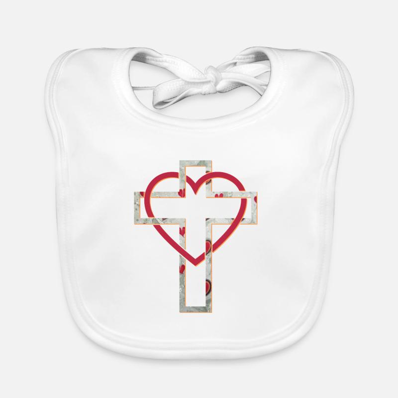 croix 6 e 235 - Bavoir bio Bébé - blanc
