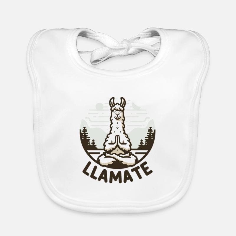 Lama méditant LLamate - Bavoir bio Bébé - blanc