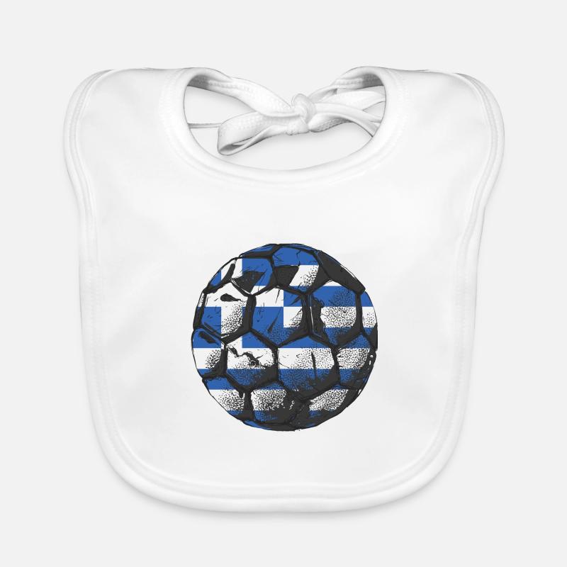 Drapeau de la Grèce Hellas Athènes Drapeau de la Grèce - Bavoir bio Bébé - blanc