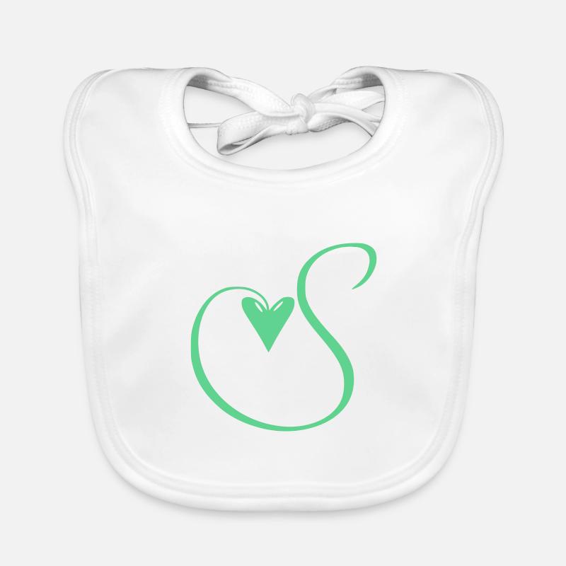 Monogram S Heart Vine Organic Baby Bibs