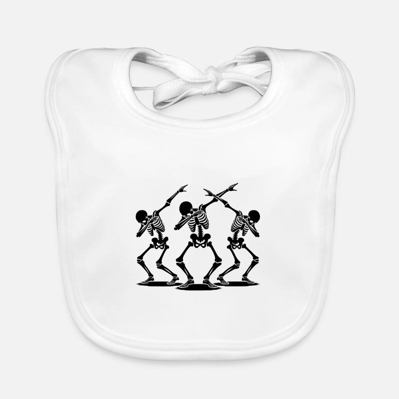 Dancing Dabbing Halloween Skeletons Organic Baby Bibs