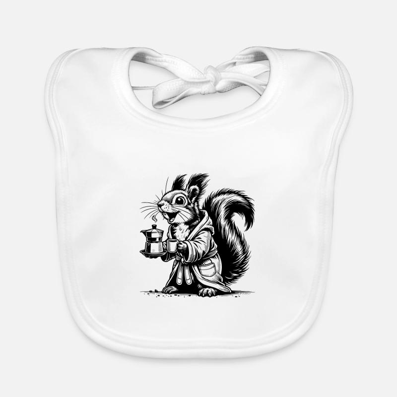 Squirrel with strong coffee in bathrobe Organic Baby Bibs