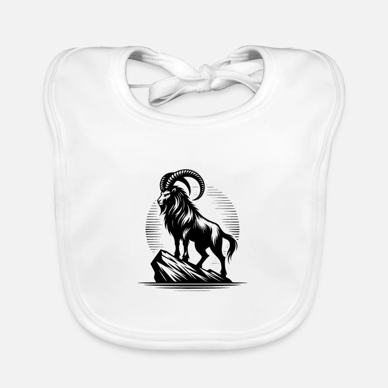 Grimmiger Steinbock mit gewaltigen Hörnern Baby Bio-Lätzchen