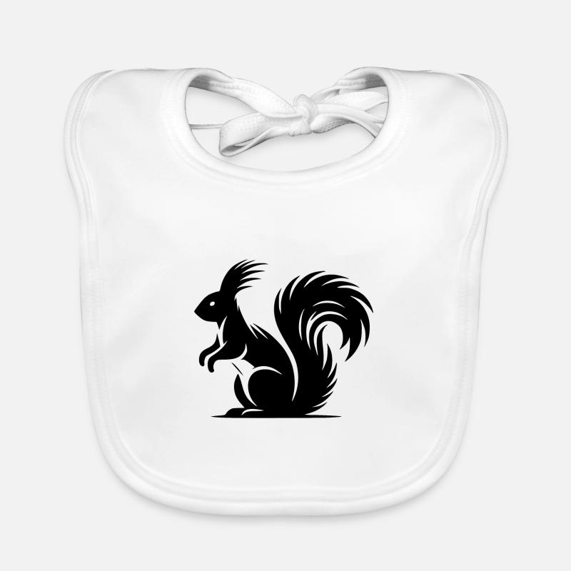 Squirrel Tattoo Style Drawing Organic Baby Bibs