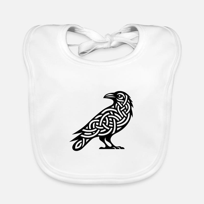 Mysterious Raven Bird in Celtic Style Organic Baby Bibs