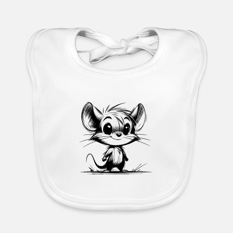 Mouse Baby and Ears Drawing Style Pencil Organic Baby Bibs