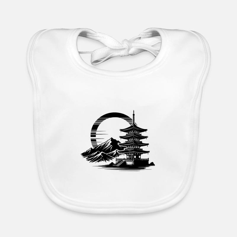 Japanese temple with harmonious landscape Organic Baby Bibs