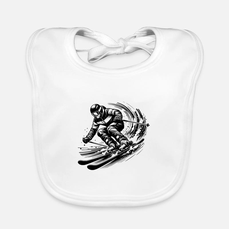 Skiing with impressive dynamics in the snow Organic Baby Bibs