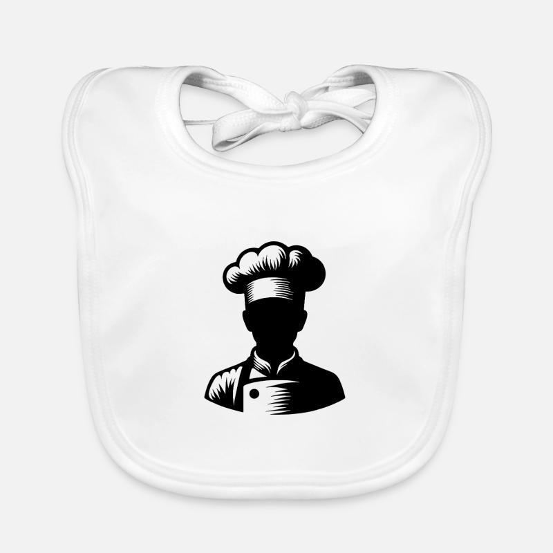 Chef and Kitchen Silhouette Portrait Organic Baby Bibs