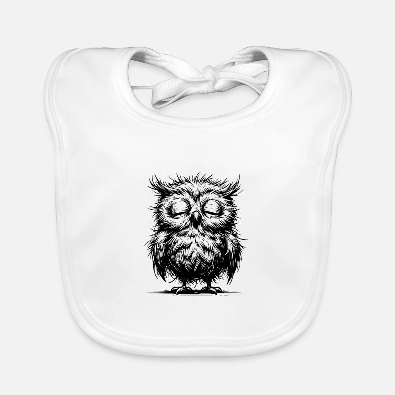 Morgenmuffel Eule - Bin ich wach? – Keine Ahnung Baby Bio-Lätzchen