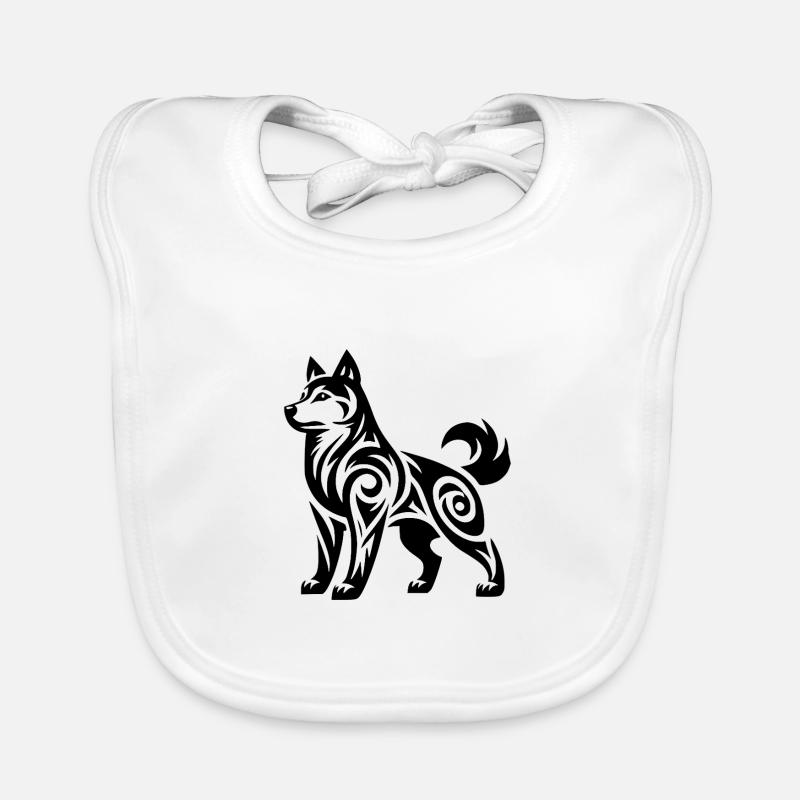Mystical Powerful Tribal Husky Dog Organic Baby Bibs