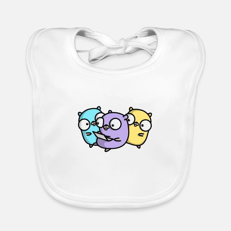 Three cute gophers in pair programming Organic Baby Bibs