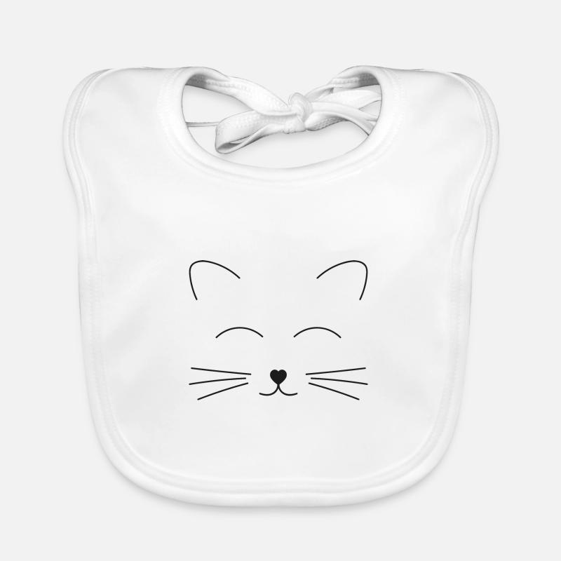 Dessin de visage de chat mignon - Bavoir bio Bébé - blanc