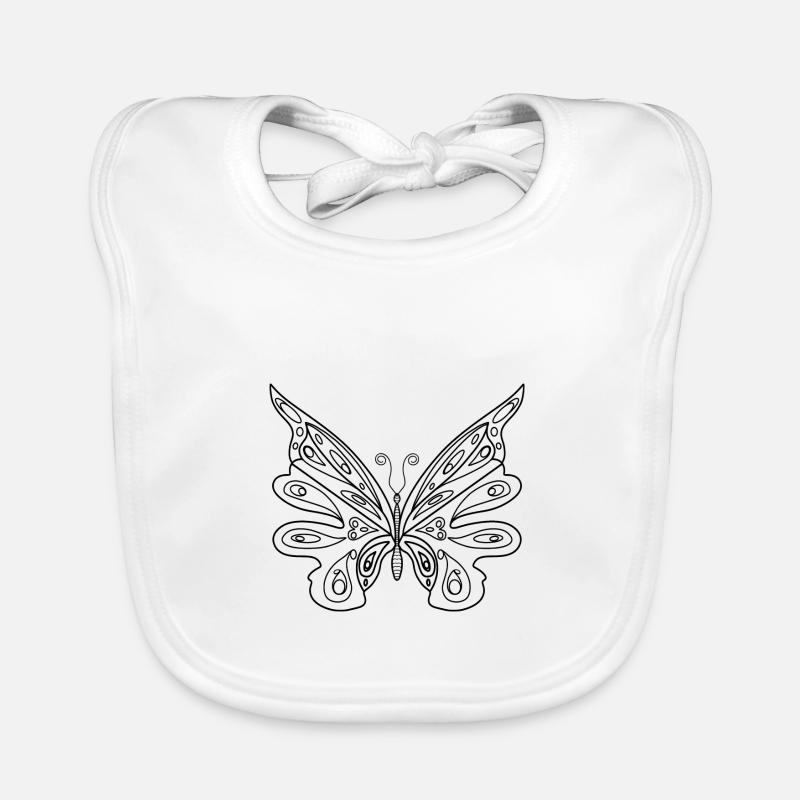 Icône de silhouette de papillon noir isolée. Bavoir bio Bébé