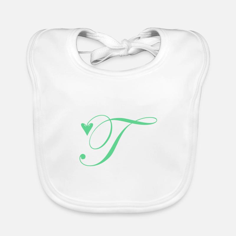 Monogramme T Coeur Vigne Bavoir bio Bébé