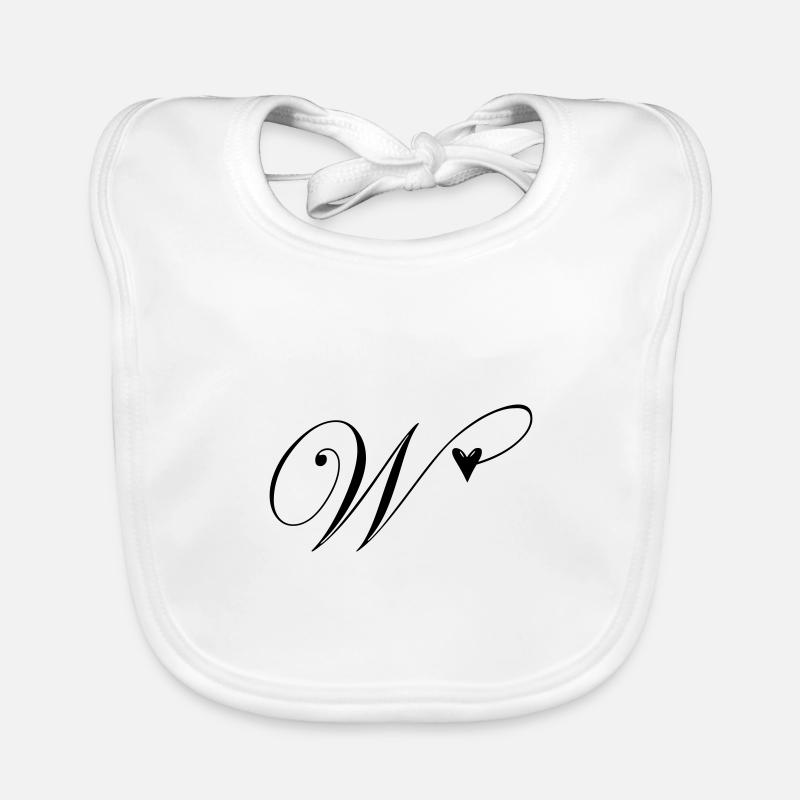 Monogramm W Herz Ranke Baby Bio-Lätzchen