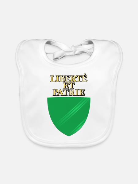 Drapeau de Vaud - Bavoir bio Bébé - blanc - Devant