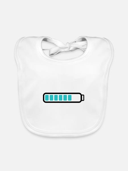 Akku Batterie loading - Baby Bio-Lätzchen - Weiß - Vorne