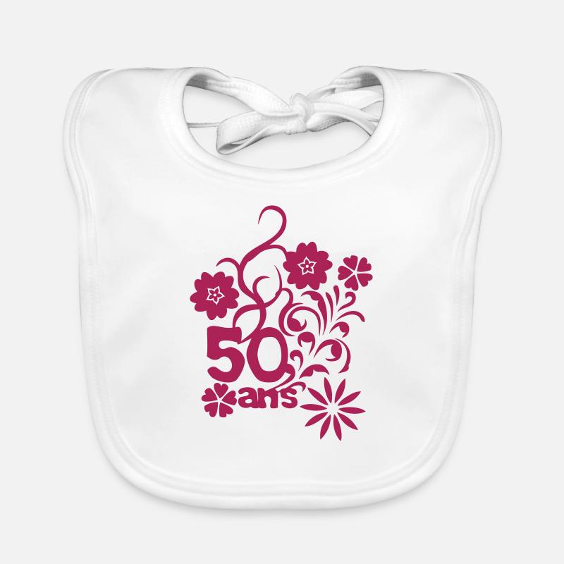 50 ans fleur anniversaire Bavoir bio Bébé