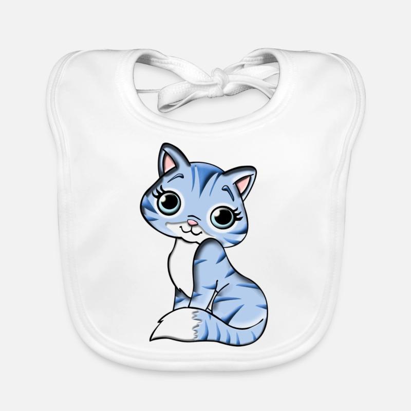 Cute blue kitten. Gift Organic Baby Bibs