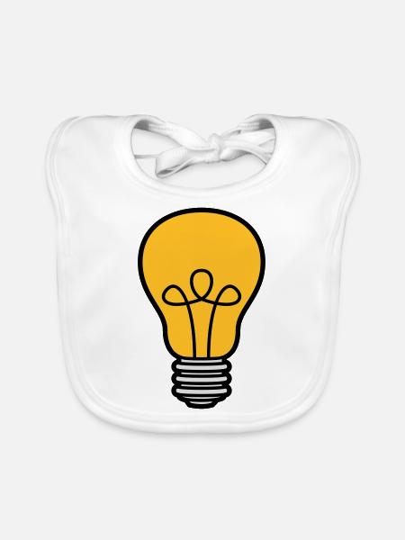 ampoule lumière électricité idée pensée intelligente loes - Bavoir bio Bébé - blanc - Devant