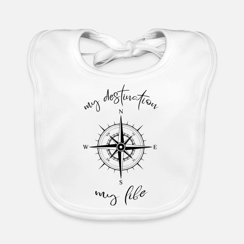 Reiseziel Leben Kompass Geschenk Idee Baby Bio-Lätzchen