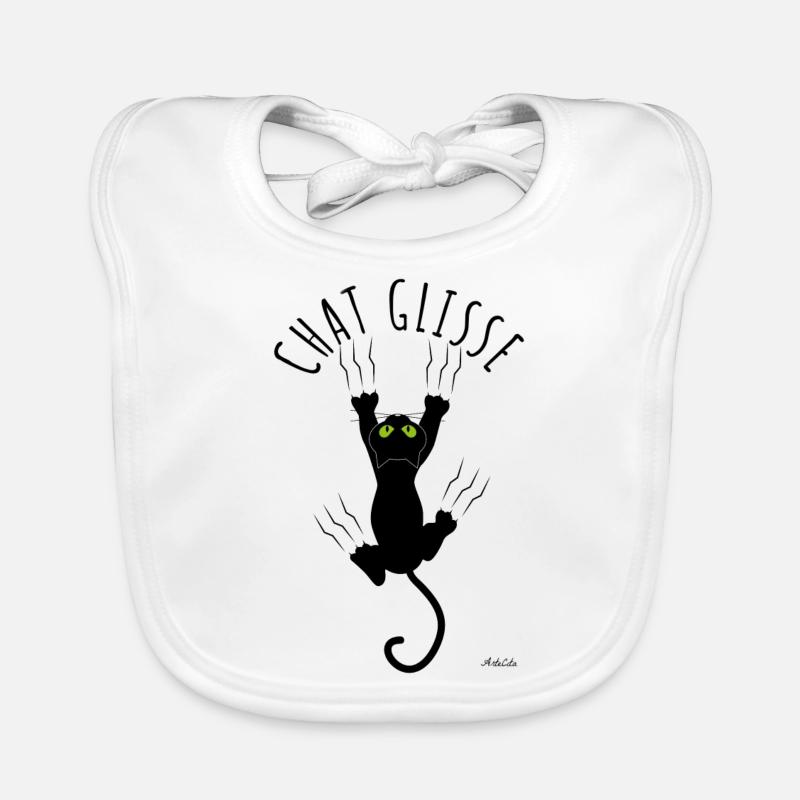 Chat Glisse - Bavoir bio Bébé - blanc