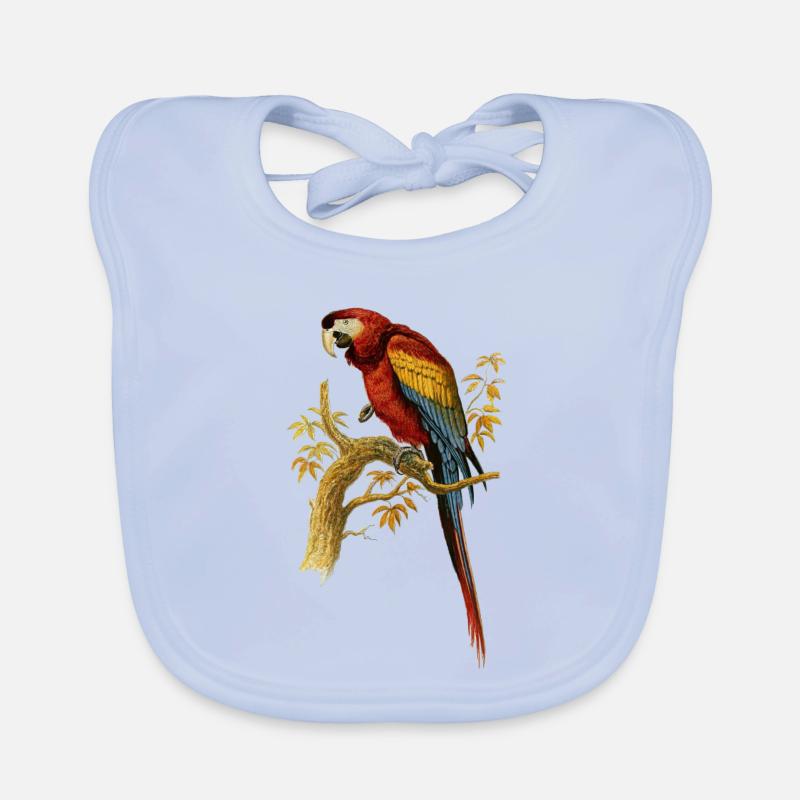 Parrot Bird Illustration Parrot Ara Arara Macao Organic Baby Bibs