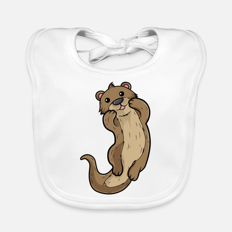 loutre - Bavoir bio Bébé - blanc