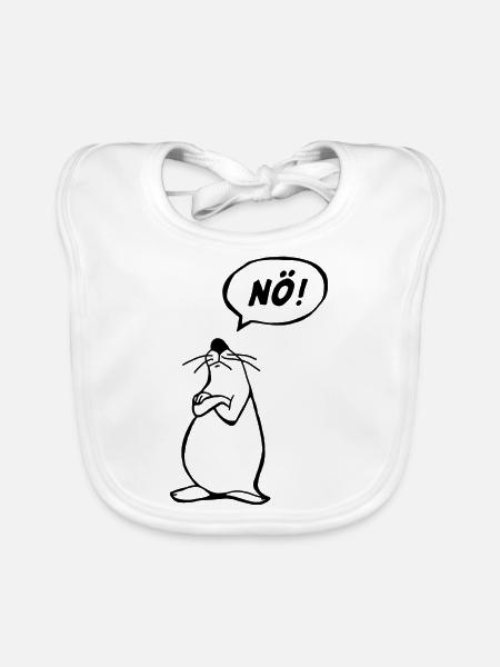 Nö Maus schwarz NÖ - Baby Bio-Lätzchen - Weiß - Vorne
