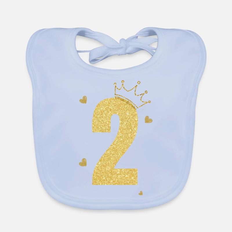 2e anniversaire couronne doré Bavoir bio Bébé